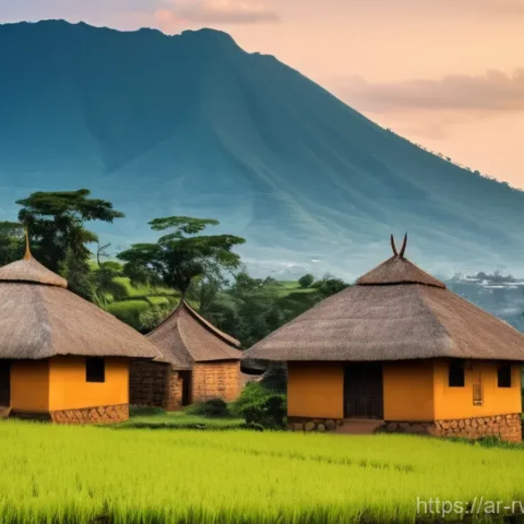 르완다의 전통 건축 기법 - Here are three image generation prompts in English, detailing various aspects of traditional Rwandan...