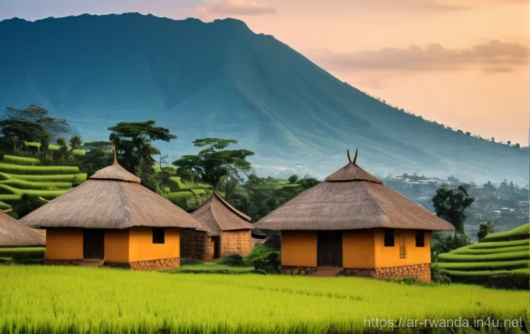 르완다의 전통 건축 기법 - Here are three image generation prompts in English, detailing various aspects of traditional Rwandan...