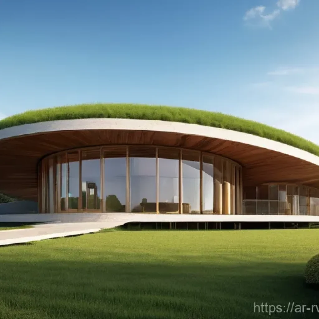 르완다의 주요 건축 양식 - "A serene architectural rendering of a contemporary building in Rwanda, gracefully integrating eleme...