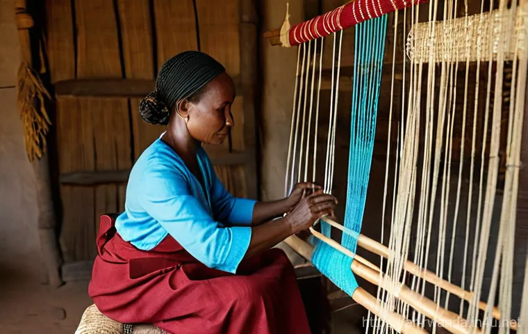 르완다 전통 직물 디자인 갤러리 - **Prompt 1: The Rwandan Artisan's Craft**
"A Rwandan woman artisan, mid-shot, gracefully seated ...