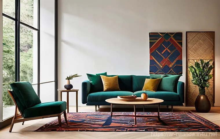 르완다 전통 직물 디자인 갤러리 - **Prompt 1: The Rwandan Artisan's Craft**
    "A Rwandan woman artisan, mid-shot, gracefully seated ...