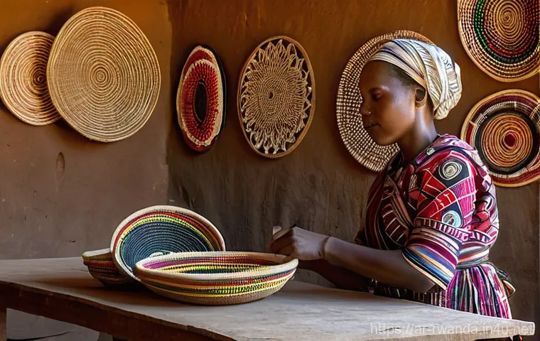 르완다의 문화 예술 지원 프로그램 - **Prompt: "A vibrant scene inside a sunlit community art workshop in rural Rwanda. Several Rwandan w...