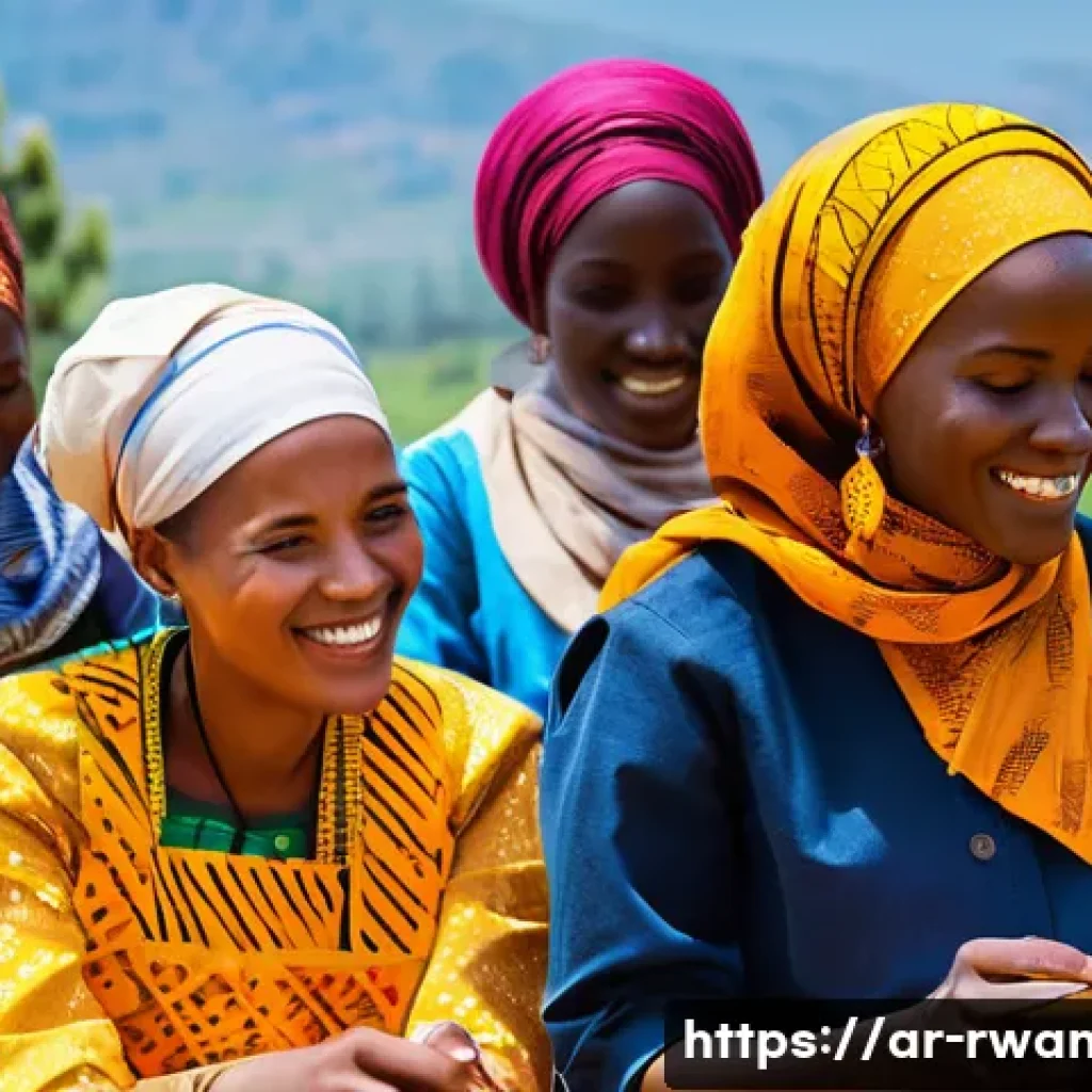 르완다의 빈곤 감소 프로그램 - A vibrant community workshop scene in rural Rwanda focused on vocational training for youth and wome...