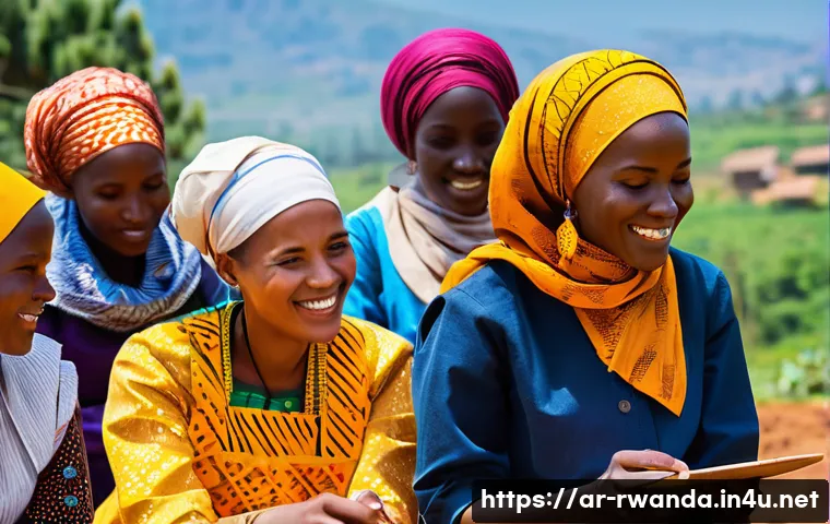 르완다의 빈곤 감소 프로그램 - A vibrant community workshop scene in rural Rwanda focused on vocational training for youth and wome...