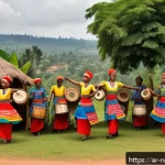 Home 22 르완다의 주요 국제 문화 행사 - A vibrant traditional Rwandan cultural dance performance featuring dancers wearing colorful traditio...