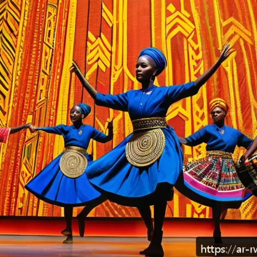 Home 33 르완다 민속 춤의 현대적 활용 사례 - A vibrant contemporary art performance blending traditional Rwandan dance with modern artistic expre...