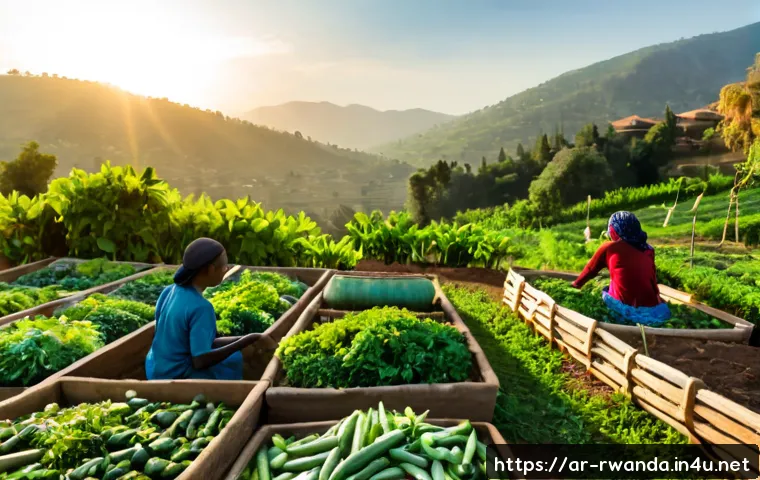 Home 17 르완다에서의 유기농 생활 - Photorealistic organic lifestyle in rural Rwanda, a Rwandan farming family harvesting fresh vegetabl...